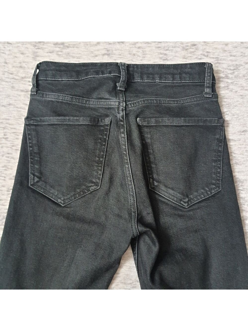 Zara Black High Waisted Straight Skinny Jeans Size 2 Raw Hem - Picture 4 of 12